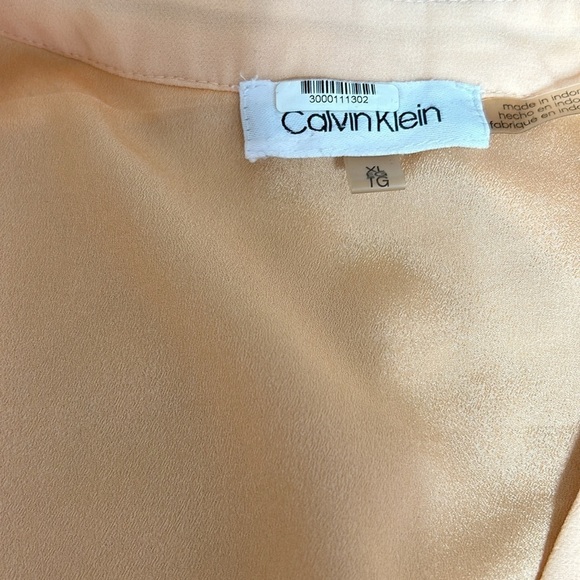Calvin Klein Peach Button up Blouse with Ruffle Detail Sz XL - Picture 7 of 12